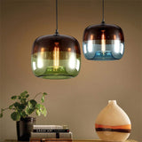Moderne Nordique Art Déco Suspension Colorée en Verre Suspension Lampe Luminaires Led Clair Lanterne de Suspension en Plafond de Verre Pour Cuisine Restaurant Salon Chambre E27 / E26, D-B, vert