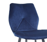 Meubletmoi Tabouret de Bar Velours Bleu Marine - piétement Repose-Pied métal Noir - Chaise Haute Design Industriel Chic & Confortable - Lot DE 2 - DIAM