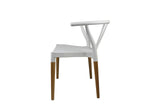 Decopresto 1 x Chaise Design Inspiration scandinave Pied Bois Naturel Siège Blanc DP-Wish-WH-1