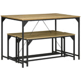 HOMCOM Ensemble Table à Manger et 2 bancs Structure Acier Table pour 4 Personnes 120 x 70 x 75 cm Banc 100 x 30 x 45 cm pour Cuisine Salle à Manger Salon Naturel et Noir