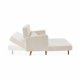 Alice's Home - Canapé Convertible 2 Places scandinave - Panam - Pieds Bois. bouclettes Blanches. Banquette. Dossier inclinable