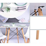H.J WeDoo Ronde Table de Salle à Manger Scandinave Design Blanc avec Eiffel Jambes en hêtre 80 cm