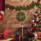 wucgea 2.7m Guirlande Sapin Noël – Extérieures Guirlande Sapin Artificiel avec lumières et Pommes de pin Boules de Noel pour décorer Manteau de cheminée Porte fenêtre escaliers Garde-Corps