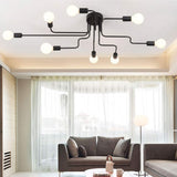 CARYS Plafonnier Lustres Retro Industriel Design Luminaire Plafonnier 8 Lampe de suspension Métal Noir E27 Pour Enfant Chambre Cuisine Salon Couloir Loft