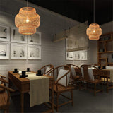 RDYL Manuel Moderne Tissage créatif Bambou Lampe Pendentif en Bambou/rotin Tissage Suspension Lampes E27 lanternes lustres Salon Hôtel Restaurant Transition lumière pendante,50cm