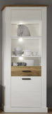 Maisonnerie 1491-131-61 Vitrine Armoire Toronto Style Campagnard Blanc Pin décor, Noyer Satin LxHxP 80x210x42 cm