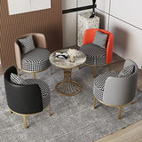 Fauteuil Relaxation,Fauteuil Salon Scandinave,Linge Pied de Poule Revêtement en Tissu,pour Salle Manger Salon Bureau Chambre(Color:Gris)