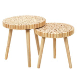 AltoBuy FREJ - Duo de Tables Gigognes Plateau Rondins de Bois