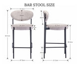 Wahson Lot de 2 Chaise de Bar en Peluche, Tabouret de Bar Moderne Rembourré avec Pieds en Métal, Chaise Huate Bar Confortable pour Îlot et Bar, Gris