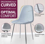 Hallowood Furniture Cullompton Lot de 4 chaises de salle à manger rembourrées en tissu gris avec pieds en métal robuste finition argentée pour salle à manger, chaises modernes et élégantes pour la