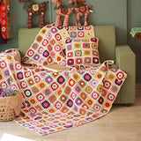 MIGUOR Couverture en crochet faite à la main style campagnard avec tapisserie pour climatisation 149,9 x 99,8 cm