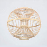 RENYAFEI Style Pastoral Rotin Lustre Osier Rotin Suspension Sphérique Lampe en Osier Naturel pour Chambre Balcon Salon De Thé E27 (sans Source De Lumière) 40 * 42Cm