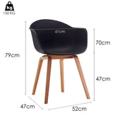 Damiware Romeo Lot de 2 chaises avec accoudoirs Tendance rétro Salle a Manger- (Noir)