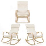SONGMICS Fauteuil à Bascule en Bois de Bouleau, Chaise berçante, avec Oreiller, Housse en Coton, Capacité de Charge 120 kg, Beige LYY30M
