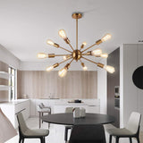 ENCOFT Sputnik Suspension Moderne 12 Lumières E27 Base, Lustre Luminaire en Métal Lampe pour Chambre Cuisine Salle à Manger Restaurant, Or Sans Ampoules