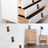 Yardwe 2pcs cuir poignée de porte de meubles boutons de porte d'armoire tiroir boucle tire poignées de porte (brun)