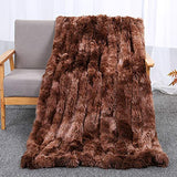 KHDJ Couverture Fausse Fourrure Douce Chaude pour Hiver Plaid Polaire Réversible Couvre-Lit à Poils Longs en Polyester pour Lit Canapé Sofa Entretien Facile,Marron,130 * 160cm