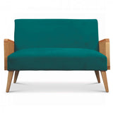 Déco en Ligne - Petit canapé Velours Bleu cannage