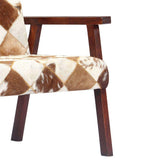 Festnight Fauteuil de Salon Fauteuil Relax Blanc et Marron Cuir Véritable de Chèvre