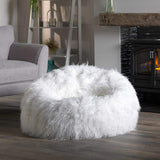 Icon Pouf Classique en Fausse Fourrure Mongole Yeti, Blanc, Poufs de Salon, 85cm x 50cm, Pouf Poire Grand, Chaise pour Chambre