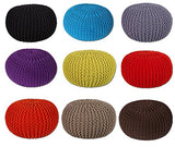 EHC Pouf Rond Double Tricot 100 % Coton Fait à la Main Noir