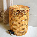 SANDM Wrash Peut Step Trash Peut,Osier de rotin & Amovible Poubelle dans la Maison et la Cuisine Poubelle avec Couvercle Tour de Trash Can-A