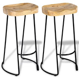 vidaXL 2X Bois de Manguier Massif Tabouret de Bar Gavin Meuble de Bistrot