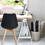 EGGREE Chaises Salle à Manger Scandinaves Lot de 4 Chaises de Cuisine, Rétro Tulip Rembourrée Chaise de Salle de Bureau, Pieds en Bois de Hêtre Massif, Noir