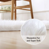 KAIHONG Faux Peau de Mouton en Laine Tapis (60 x 90 cm) Imitation Toison Moquette Fluffy Soft Longhair Décoratif Coussin de Chaise Canapé Natte (60 x 90cm, Blanc)