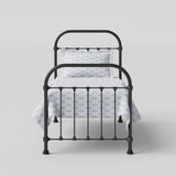 The Original Bed Co. Lit Metal Timolin Cadre de Lit en Fer avec Sommier à Lattes en Bois 90 x 190 cm Noir Satiné