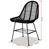 vidaXL 2X Chaise de Salle à Manger Rotin Naturel Noir Fauteuil Meuble de Salon