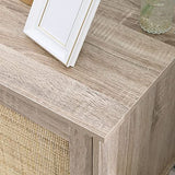 HOMCOM Table de Chevet Table de Nuit en cannage Style bohème avec 1 Placard 48 x 40 x 58 cm - Bois Naturel
