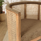 MACABANE ISA - Fauteuil en manguier Dossier cannage Naturel Assise Couleur Taupe