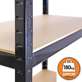 Garden Mile Étagère à 5 tablettes ultra solide industrielle sans vis pour garage ou serre en panneaux MDF 150 x 70 x 30 cm 180 kg par tablette