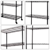 LENTIA Etagère 4 roulettes Noir, Métal, 4 Tiers-Black, 75 * 35 * 120cm