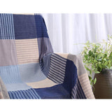 Raylans Jeté de Lit Tricotée Jeté de Canapé Antidérapage Bleu Carreau Couverture de Fauteuil Décorative Housse de Canapé Multi-usages