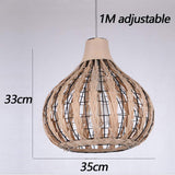 Rotin Lampe Suspendue Suspension Rétro Creative Handwoven Suspensions Réglables Lustre Décoratif Hauteur E27 Restaurant Chambre Salon Café Bar Lampes Suspendues Couloir Magasin,Beige