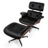 Ukiki Chaise Longue Ottomane Au Milieu du Siècle Moderne Design Classique Chaise Longue en Placage de Noyer Contreplaqué Moulé Fauteuil de Salon en Cuir PU Repose Pieds Ottoman