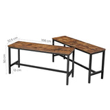 VASAGLE Bancs de Salle à Manger, Lot de 2, Siège pour Cuisine, Style Industriel, 108 x 32,5 x 50 cm, Cadre Métallique Durable, pour Cuisine, Salle à Manger, Salon, Marron Rustique KTB33X