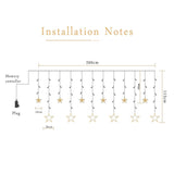 Guirlande Led, Avoalre Guirlande Lumineuse Rideau 220V 1M(W) x2M(H) Blanc Chaud 12 Etoilés 138 LEDs Décoration de Mur ou Fenêtre pour Mariage, Noël, Vacances, Fêtes, Maison