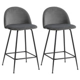 WOLTU 2 Tabourets de Bar Design avec Velours Assise,Tabouret de Cuisine Structure en métal,Gris BH192gr-2