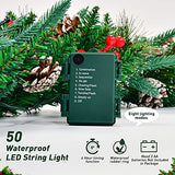 wucgea 2.7m Guirlande Sapin Noël – Extérieures Guirlande Sapin Artificiel avec lumières et Pommes de pin Boules de Noel pour décorer Manteau de cheminée Porte fenêtre escaliers Garde-Corps