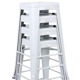Buschman Ensemble de 4 Tabourets en Métal de Couleur Blanc Mat | Siège Vintage Industriel Empilable pour Bars, Bistro, Jardin, Cuisine | Chaises pour Intérieur et Extérieur - Hauteur 76 cm