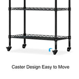 LENTIA Etagère 4 roulettes Noir, Métal, 4 Tiers-Black, 75 * 35 * 120cm