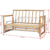 Festnight Banc en Bambou 2 Places avec Coussin pour Salon de Jardin 115 x 65 x 72 cm