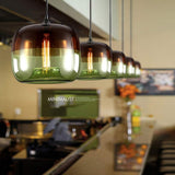 Moderne Nordique Art Déco Suspension Colorée en Verre Suspension Lampe Luminaires Led Clair Lanterne de Suspension en Plafond de Verre Pour Cuisine Restaurant Salon Chambre E27 / E26, D-B, vert