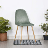 Lot de 2 Chaises Velours Scandinaves,Chaise de Forme Ergonomique avec Dossier Doux et Coussin Incurvé-Pieds en Bois de Hêtre Massif pour Salle à Manger,Patio,Salle de Café,Jaune,44.5*47*85.5cm