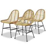 vidaXL 4x Chaises de Salle à Manger Résine Tressée Naturel Cuisine Dîner Repas