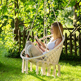 TecTake 800708 Fauteuil Suspendu Relax Design de Jardin en Coton, 1 Place, Intérieur et extérieur, Coussins Confortables Inclus - Couleur au Choix - (Beige | no. 403205)