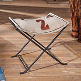 Paris Prix - Tabouret Pliant Vintage Cuir Samus 47cm Blanc